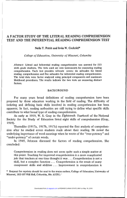 a factor study of the literal reading comprehension test