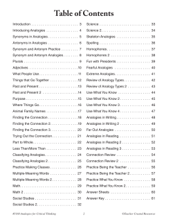 Table of Contents - Teacher Created Resources