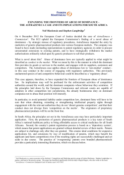 EXPANDING THE FRONTIERS OF ABUSE OF DOMINANCE