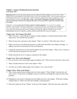 English I—Summer Reading Discussion Questions Lord of the Flies