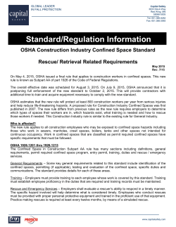 OSHA Construction Industry Confined Space Standard