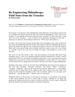 Re-Engineering Philanthropy: Field Notes from the Trenches