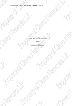 LEGAL ANALYSIS MEMORANDUM 1 Legal Analysis