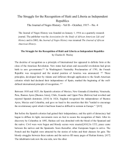 The Struggle for the Recognition of Haiti and Liberia as Independent