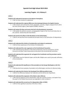 Spanish Fork High School 2013-2014 Learning Targets: U.S. History