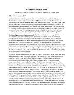 Measuring Cycling Performance