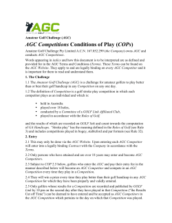 AGC Competitions Conditions of Play (COPs)