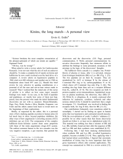 Kinins, the long march&mdash;A personal view