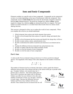 Ions and Ionic Compounds Assignments