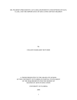 1 MS. PILGRIM`S PRECEDENTS: LETA HOLLINGWORTH`S