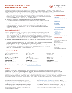 National Inventors Hall of Fame Annual Induction Fact Sheet