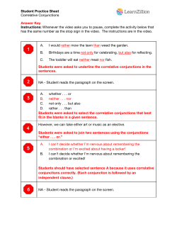 Student Practice Sheet Correlative Conjunctions Answer Key