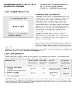 Vermont Advantage Parent Loan application/solicitation