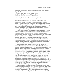 Postcolonial Francophone Autobiographies