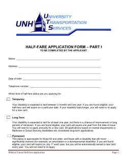 HALF-FARE APPLICATION FORM – PART I