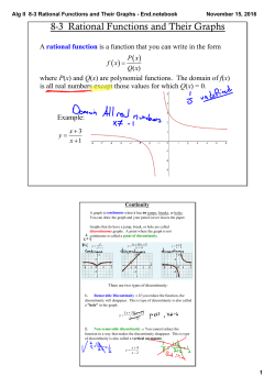 Alg II 8-3 Rational Functions and Their Graphs