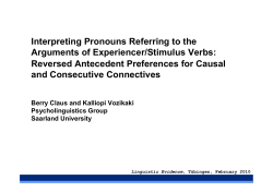 Interpreting Pronouns Referring to the Arguments of Experiencer