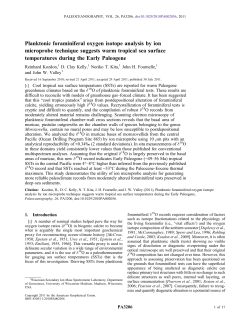Planktonic foraminiferal oxygen isotope analysis by ion microprobe