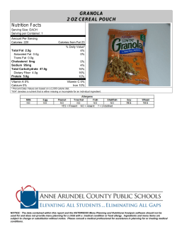 GRANOLA 2 OZ CEREAL POUCH Nutrition Facts
