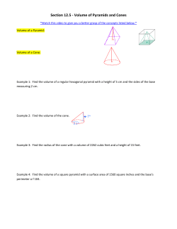 Section 12.5 - Volume of Pyramids and Cones