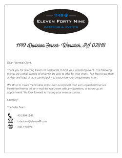 Dear Potential Client, Thank you for selecting Eleven 49 Restaurant