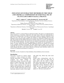 Influence of extraction methods on the yield and chemical