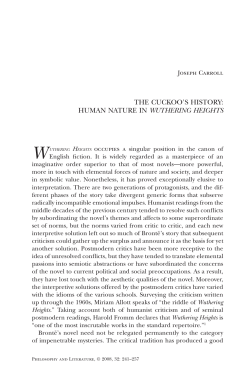 The CuCkoo`s hisTory: human naTure in Wuthering