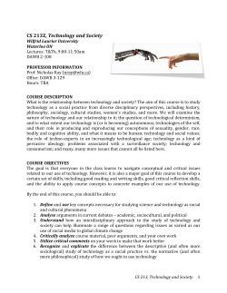 CS 213Z, Technology and Society