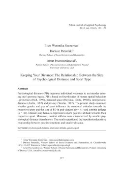 Keeping Your Distance - Polish Journal of Applied Psychology