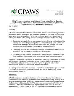 CPAWS recommendations for a National Conservation Plan for
