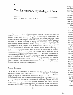 The Evolution ary Psychology of Envy
