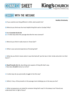 Healthy Christianity 1) If you could do one thing different in 2014