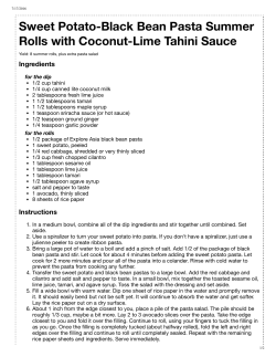 Sweet Potato-Black Bean Pasta Summer Rolls with Coconut