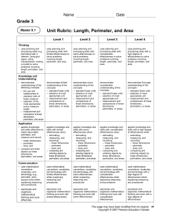 Grade 3 Unit Rubric: Length, Perimeter, and Area