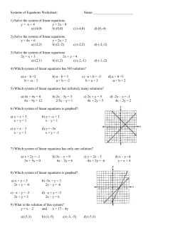 Systems of Equations Worksheet