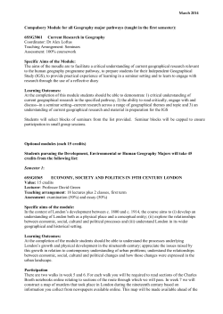Geography Level 6 modules for Liberal Arts students