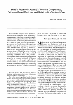Mindful Practice in Action (I): Technical Competence, Evidence