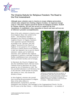 The Virginia Statute for Religious Freedom