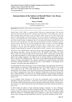 Interpretation of the Subtext of Harold Pinter`s the