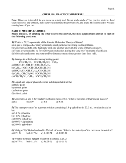 CHEM 101: PRACTICE MIDTERM I PART 1) MULTIPLE