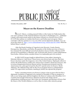 Meyer on the Kosovo Deadline - The Center for Public Justice