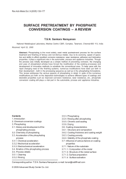 surface pretreatment by phosphate conversion coatings &ndash; a review