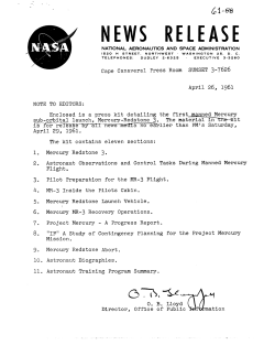 Mercury-Redstone 3 Press Kit