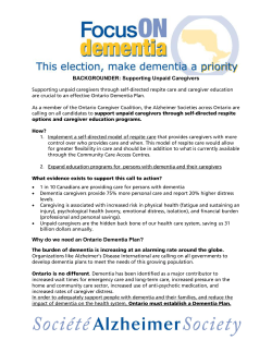 BACKGROUNDER: Supporting Unpaid Caregivers Why do we need