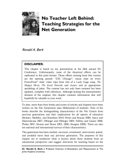 No Teacher Left Behind: Teaching Strategies for the Net Generation