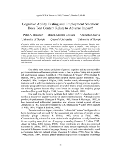 Cognitive Ability Testing and Employment Selection