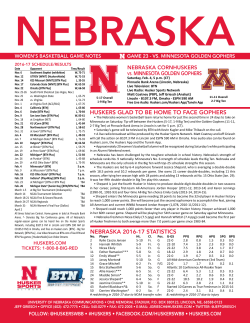 NEBRASKA 2016-17 STATISTICS HUSKERS GLAD TO BE HOME