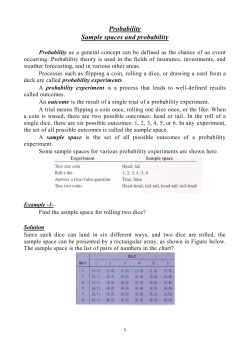 Probability Sample spaces and probability