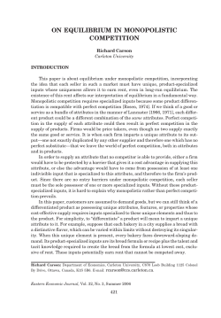 on equilibrium in monopolistic competition