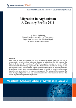 Migration in Afghanistan A Country Profile 2011